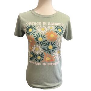 Peace in Nature Green Floral T-shirt